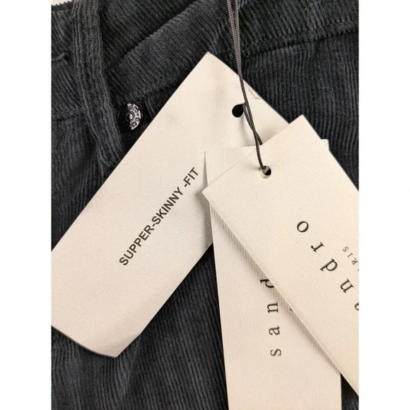 Sandro Corduroy Pants High Rise Supper Skinny Fit Casual Black Size‎ 24x30 - Picture 3 of 15